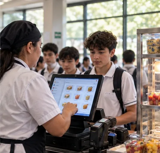 Operación de cafetería escolar con punto de venta